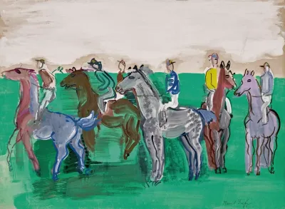 Jockeys Et Chevaux Avant Le Depart