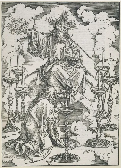 Johannes Erblickt Die Sieben Leuchter Aus Der Folge Der Apokalypse Latein Ausgabe 1511