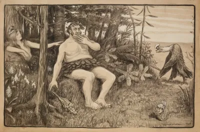 John Bull England As Adam And A Woman Representing America As Eve In The Garden Of Eden