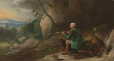 John Henry Bucklitch Lord Kintores Keeper Stalking Roebuck At Keith Hall