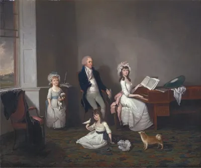 John Richard Comyns Of Hylands Essex With His Daughters