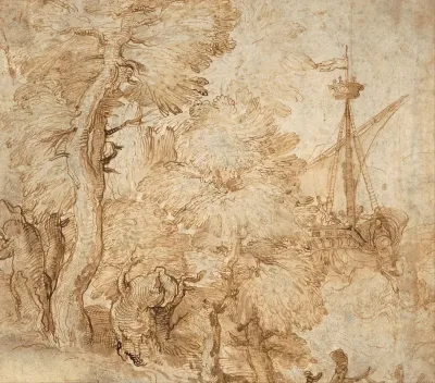 Jonah And The Whale Seen From A Landscape With Trees