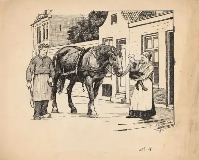 Jongen Aait Een Werkpaard