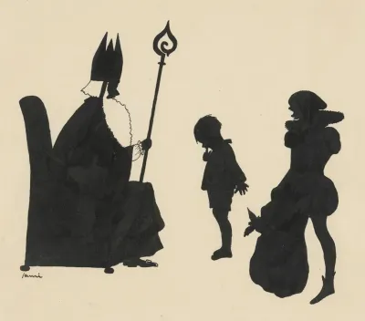 Jongen Bij Sinterklaas En Piet
