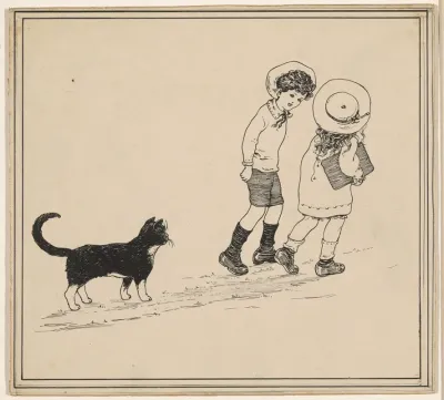 Jongen En Meisje Gevolgd Door Een Kat 2