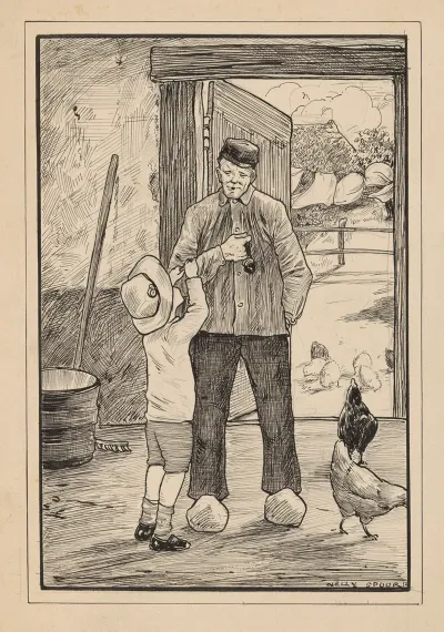 Jongen Klampt Zich Vast Aan Een Boer