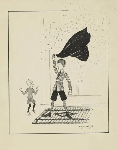 Jongen Zwaait Een Cape In Het Rond