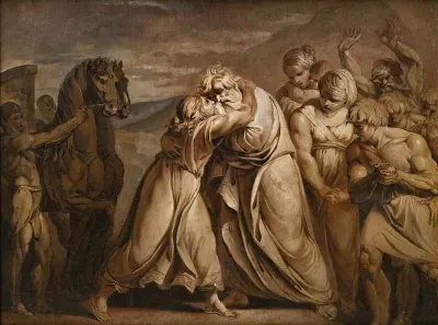 Joseph Meeting His Father Jacob In The Desert At The Frontier Of Egypt