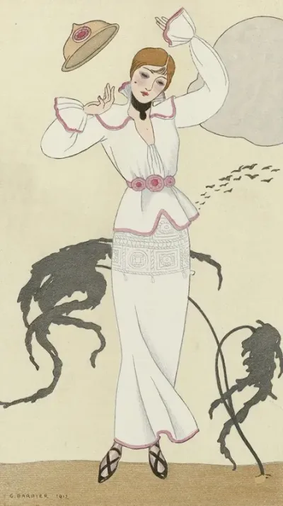 Journal Des Dames Et Des Modes 1912 Costumes Parisiens No 21 Robe De Drap Blanc