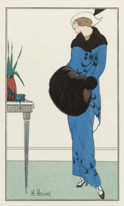 Journal Des Dames Et Des Modes Costumes Parisiens 1913 No 115 Robe De Duvetin Bleu