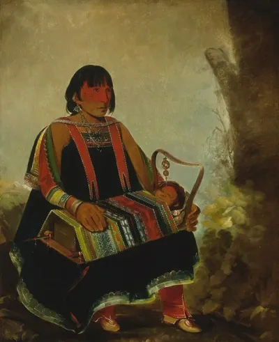 Ju Ah Kis Gaw Woman With Her Child In A Cradle