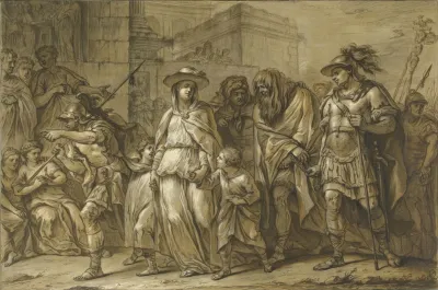 Julius Sabinus En Epponina Met Hun Twee Kinderen Als Gevangenen Door Rome Gevoerd
