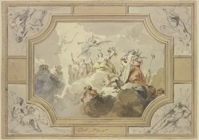 Justitia Und Die Wahheit Umgeben Von Den Personifikationen Der Vier Elemente