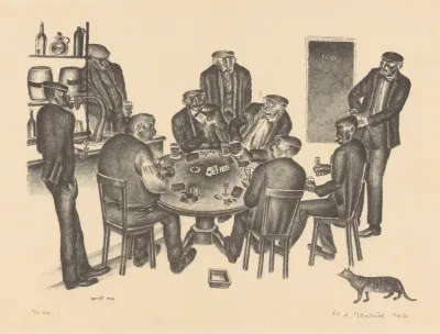 Kaartspelende Mannen In Een Bar