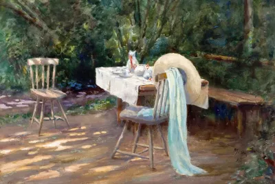 Kaffeestunde Im Garten Gedeckter Tisch