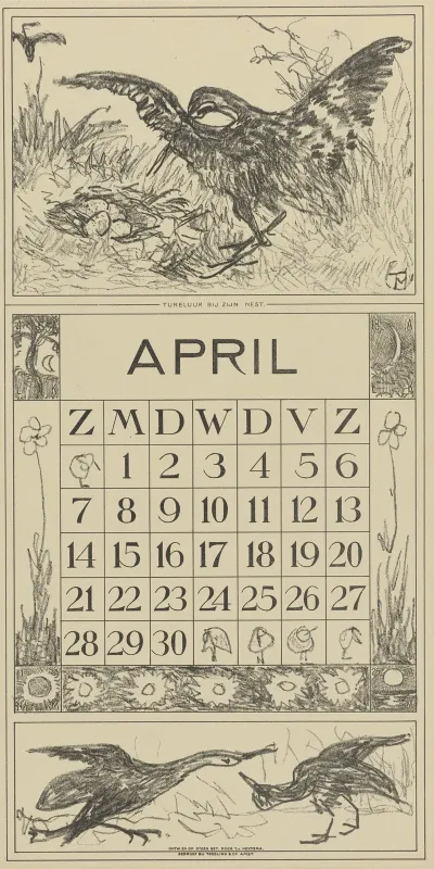 Kalenderblad April Met Tureluur