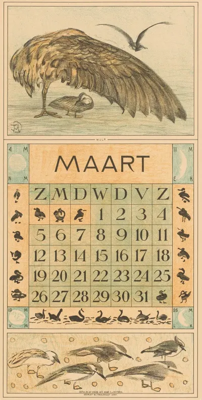 Kalenderblad Maart Met Wulp