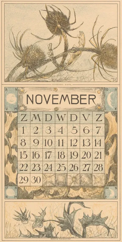 Kalenderblad November Met Distel