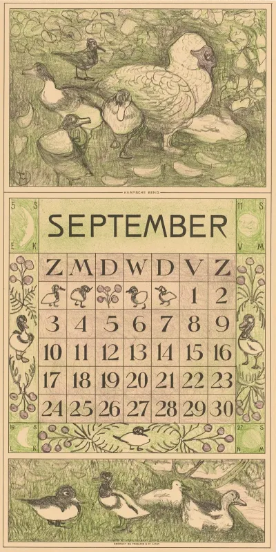 Kalenderblad September Met Muskuseend