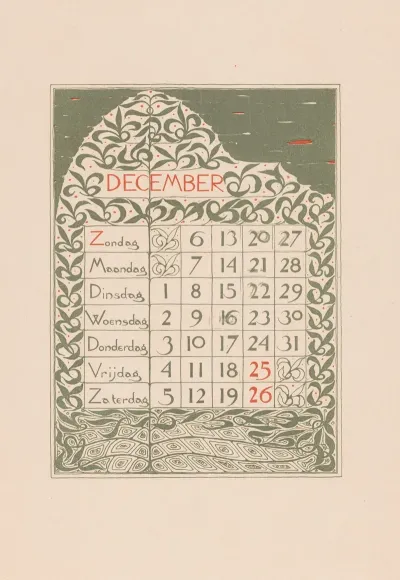 Kalenderblad Voor December 1896