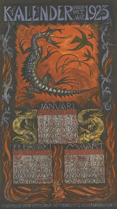 Kalenderblad Voor Januari Tot En Met Maart 1923