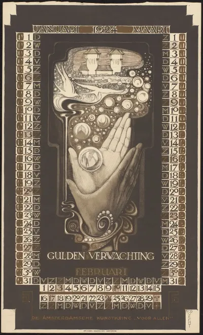 Kalenderblad Voor Januari Tot En Met Maart 1924