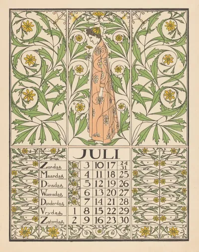 Kalenderblad Voor Juli 1898