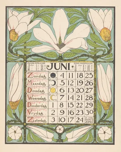 Kalenderblad Voor Juni 1899