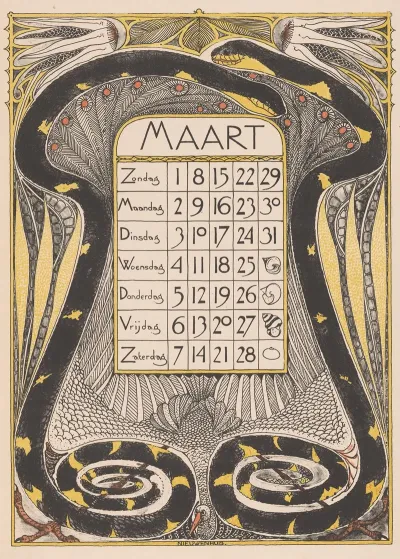Kalenderblad Voor Maart 1896