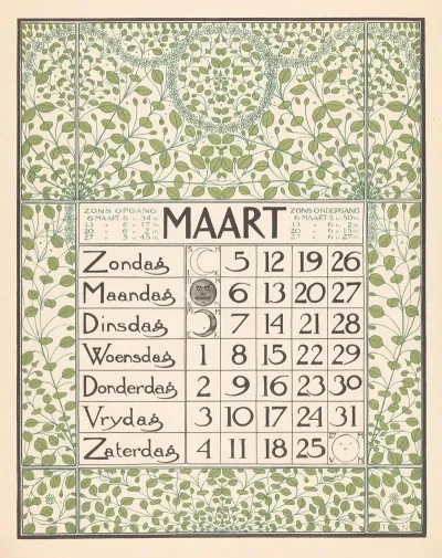 Kalenderblad Voor Maart 1899 2
