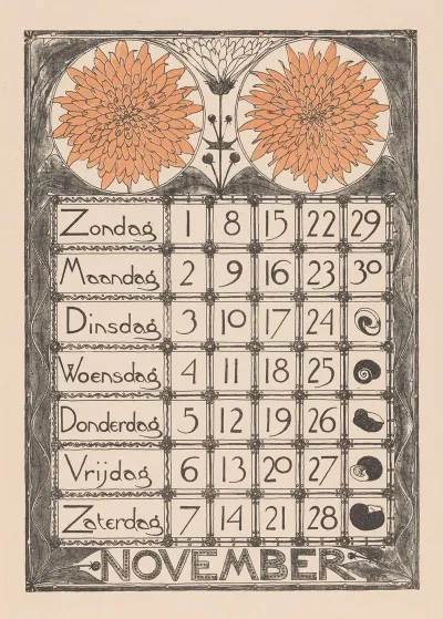 Kalenderblad Voor November 1896