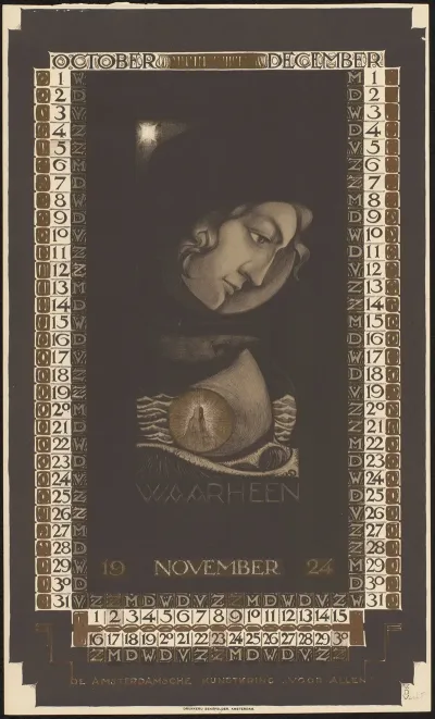 Kalenderblad Voor Oktober Tot En Met December 1924