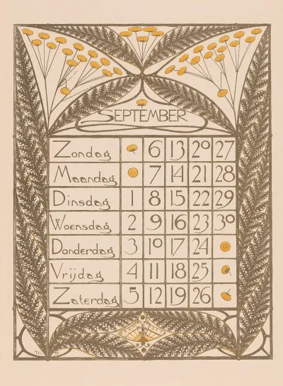 Kalenderblad Voor September 1896
