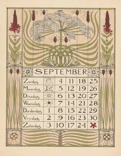 Kalenderblad Voor September 1898