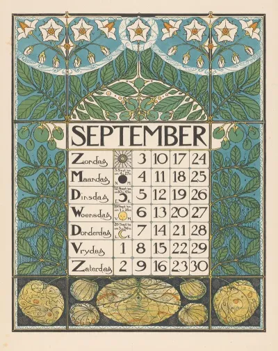 Kalenderblad Voor September 1899 2