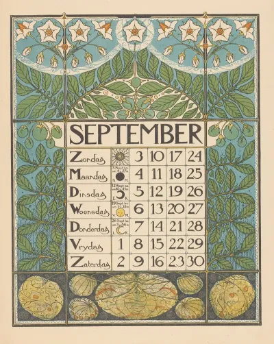 Kalenderblad Voor September 1899