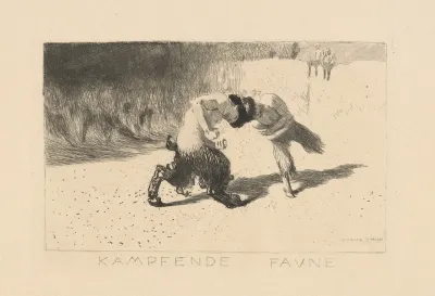 Kampfende Faune Fawns Fighting
