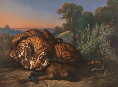 Kampfende Tiger