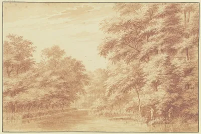 Kanal Im Wald Rechts Zwei Angler