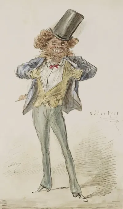 Karikaturale Figuur Met Een Bolhoed