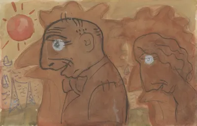 Karikatuur Van Leo Gestel En Zijn Vrouw