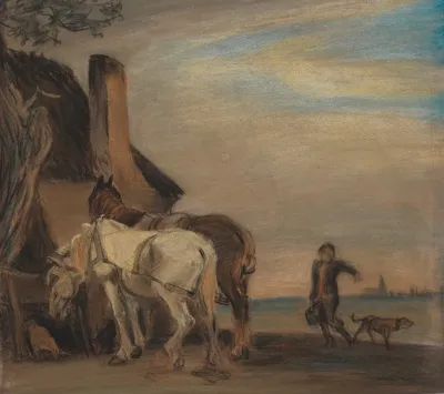 Karl Der Bringer Vand Til To Heste Kopi Efter Paulus Potters Maleri Pa Louvre