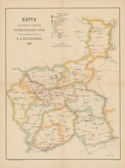 Karta Saharnyh Zavodov Privislanskago Kraa