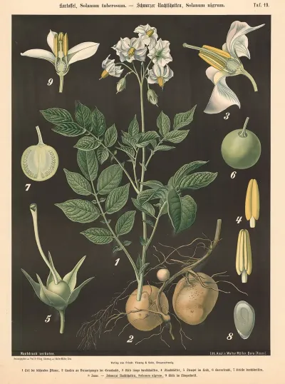 Kartoffel Solanum Tuberosum Schwarzer Nachtschatten Solanum Nigrum