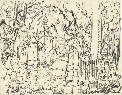 Kasteel Met Bomen En Omheining