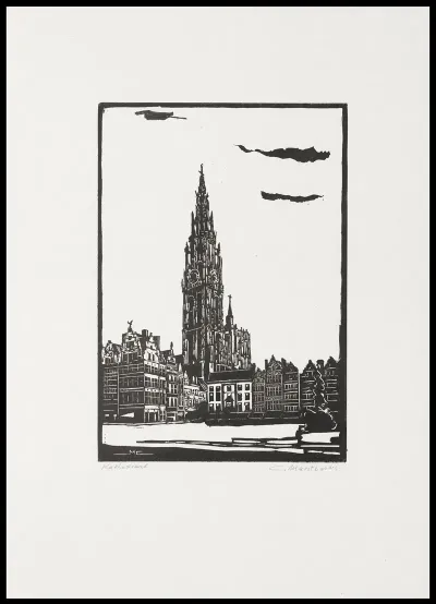 Kathedraal Te Antwerpen Gezien Van De Grote Markt