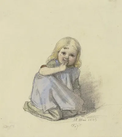 Kauerndes Madchen En Face