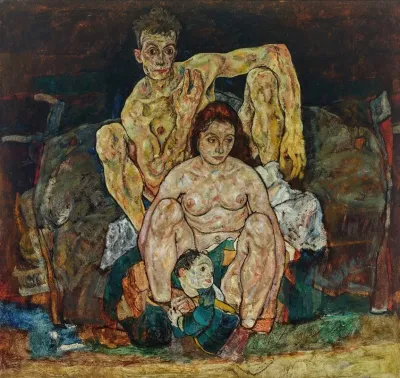 Kauerndes Menschenpaar Die Familie