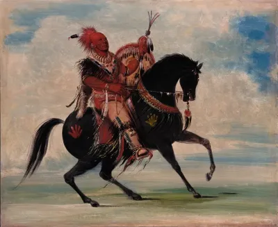Kee O Kuk The Watchful Fox Chief Of The Tribe On Horseback