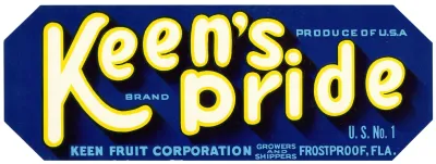 Keens Pride Brand Fruit Label